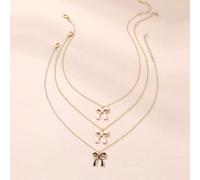 3 pezzi Set di collane con ciondolo a fiocco colorato, semplice e carino, il miglior accessorio per l'uso quotidiano delle ragazze Tagli UnicaLega di zinco