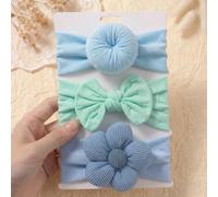 3 pezzi Set di fasce per capelli in nylon morbido blu per neonati, accessori per capelli carini per neonati, adatti per uso quotidiano in primavera, estate e in tutte le stagioni 6-24MColore unicoPoli