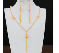 3 pezzi Set di gioielli in oro 18K placcato in rame con forma floreale e a frutto, impermeabile e resistente allo sbiadimento, stile casual da resort, elegante moda europea e di Dubai, adatto per matr