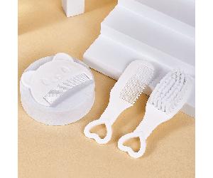 3 pezzi Set di pettine a forma di orsetto, pettine a forma di cuore e spazzola, spazzola per capelli neonato per rimuovere il vernix, spazzola da massaggio per il bagno del bambino, spazzola morbida p