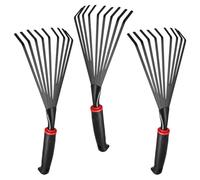 3 Pezzi Set di Rastrelli da Giardino in Ferro, 9 Denti, Nero | Compatto e Leggero, Manico Ergonomico, per Livellare e Sarchiare su Prati e Progetti Esterni