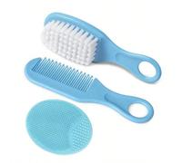 3 pezzi Set di spazzole per capelli per neonati per rimuovere i segni di nascita, kit di spazzole per la cura dei capelli dei neonati, spazzola da massaggio per bambini Set blu da 3 pezzi,Set rosa da