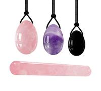3 Pezzi Set di Uova Yoni al Quarzo Rosa Uova di Giada Donne Esercitatore di Kegel Massaggiatore di Giada Muscoli Stringendo Palla Uova di Kegel di Cristallo, Set di Uova a Tre Colori decorazione della