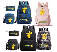 3 pezzi Set di zaini, borse e astuccio con stampe di Pokémon e Pikachu, zaino con stampa cielo stellato, grande capacità per il ritorno a scuola, borsa creativa con stampe rosa e nere Scenario natural