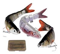 3 Pezzi Set Esche Artificiali Spinning con Scatola Esca Finta Esche da Pesca a più Sezioni Dura con Ganci