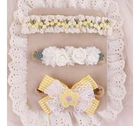 3 pezzi/set Fasce elastiche per foto di neonati, fasce per capelli con fiocco per neonati, dolci e adorabili fasce da principessa Tagli UnicaPiantePoliestere