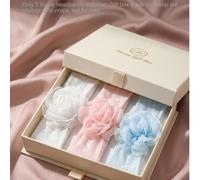 3 pezzi/Set Fascia per capelli floreale per bambina, grande fiore in pizzo morbido e chiffon, accessori per capelli ad alta elasticità senza pressione per neonati e bambini piccoli, essenziale per mat
