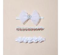3 pezzi/Set Fascia per capelli per bambina - Accessori per capelli per neonati ultra morbidi elastici senza cuciture con fiocchi | Elegante corona, pizzo floreale e chiffon | Perfetto per matrimoni es