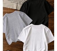 3 pezzi/set magliette a girocollo casual a maniche corte per ragazze, adatte per l'abbigliamento estivo degli studenti - magliette colorate che portano gioia e felicità a ogni bambina! Abbigliamento p