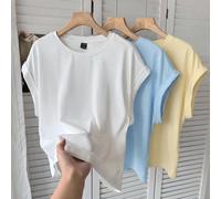 3 pezzi/set magliette a maniche corte basic di colore unito casual per donna, top carini basic, top per uscire, per aeroporto, streetwear, estivi, 3 pezzi set, top corti, top per donna, magliette donn