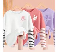 3 pezzi / set Magliette carine per ragazze giovani, maglietta eleganti per bambine, canotte calde con motivo a cuori 6Y,7Y,8Y,9Y,10Y,4Y,5YPoliestere