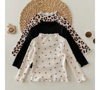 3 pezzi/set Magliette casual e chic da ragazza con stampa leopardata e a pois, maniche lunghe, adatte per l'autunno/inverno, bluse a maniche lunghe con stampa cheetah, magliette a maniche lunghe carin