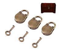 3 pezzi Set mini lucchetti include 3 tasti piccoli, lucchetti per decorazioni multiuso serrature stile antico vintage ega zinco per piccoli oggetti scatola per bagagli jewelrys hardware per casa