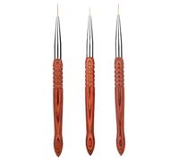 3 Pezzi Set Pennelli Nail Art in Legno Marrone per Disegno Unghie | Impugnatura Comoda, Facile da Tenere e Dipingere, Uso Domestico e Salone, Stile Pratico e Moda