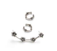 3 Pezzi/Set Perni Orecchie Cartilage Clip Fiore Di Prugna Fiore Orecchini Donna Gioielli Regalo Antico Argento Ecologico e Pratico