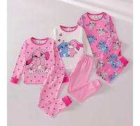 3 pezzi Set pigiama per ragazze, stampa di creature marine su tutto il capo, top a collo tondo e maniche lunghe e pantaloni lunghi aderenti, completo da notte 6Y,7Y,4Y,5YFumetto,Geometrico,LettereTess