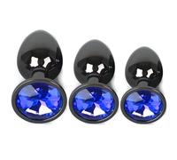 3 pezzi Set plug anale da donna uomo Anale Piastra metallica Kit anal plug,Set plug anale con cristallo diamante Grigio scuro,per principianti donne, coppie, uomini