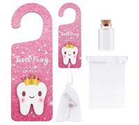 3 pezzi/set Porta fatina dei denti in legno scintillante, portaborse fatina dei denti con portamonete, bottiglia salvadanaio, sacchetto di velluto, scatola fatina dei denti, regalo per incoraggiare la