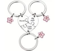 3 pezzi/Set Portachiavi a forma di cuore con lettera per mamma e (figlio/figlia) (Mamma/1/2) con design a collegamento staccabile, adatto per uso quotidiano, regalo emozionale madre-figlia Lettere,Pia