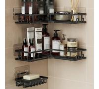 3 Pezzi Set Portaoggetti da Bagno in Acciaio Inossidabile, Mensola Angolare per Doccia, Organizer da Parete Adesivo per Doccia, Portasapone Portashampoo Portaoggetti da Bagno Decorazione Casa Accessor