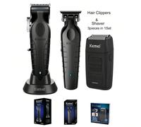 3 Pezzi Set Professionale Tosaerba e Rasoio Marca Kemei KM-2296 Tosaerpa con Base di Ricarica KM-2299 Tosaerpa Trimmer per Capelli KM-1102 Rasoio Elettrico Ricaricabile USB per Uomo, Ideale per Uso Do