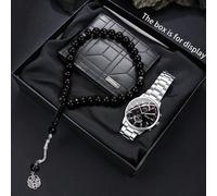 3 pezzi Set regalo da uomo composto da orologio casual classico e di basso profilo, braccialetto con perline e portafoglio - il regalo perfetto per padre, marito o fidanzato per esprimere amore e affe