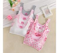 3 pezzi/set Reggiseno a canottiera elegante e minimalista con fiocco rosa, morbido e confortevole, per ragazze adolescenti 14Y,13Y,16Y,15YFrutta & verduraTessuto