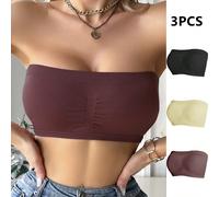 3 pezzi/set reggiseno bandeau senza cuciture di colore uniforme e minimalista per donna L,M,S,XLColore unicoTessuto in maglia