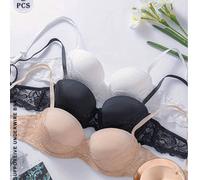 3 pezzi Set reggiseno donna minimalista e sexy, con dettagli in pizzo e spalline sottili a tinta unita L,M,S,XL,XSColore unicoTessuto in maglia