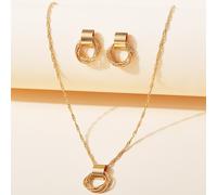 3 pezzi/set Set gioielli decorazione del cerchio Tagli Unica,Stella d'oro a cinque punte,Gold-Square,Ettagono d'oro,Oro rotondo,Triangolo d'oroLega di rame
