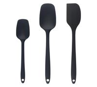 3 Pezzi Set Utensili Cucina Silicone Neri - Spatola Cucina Mini, Leccapentole Silicone & Raschietto, Senza Giunzioni, Flessibile, Resistente a Alte Temperature, Delicata su Superfici Antiaderenti