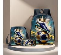 3 pezzi/set zaino, borsa a tracolla e astuccio stampati in 3D a tema calcio, borsa scuola da 16 pollici, borsa da viaggio da esterno calcio della corona,Pittura del calcio 2,griglia di calcio,Corona d