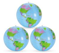 3 pezzi, sfera del mondo gonfiabile, in PVC, globo, geografia, mappamondo gonfiabile, per spiaggia, scuola, istruzione, bambini, adolescenti, dopo il gonfiaggio, 28-30 cm (blu)