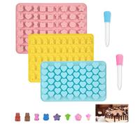 3 Pezzi Silicone Per Caramelle,Riutilizzabile Stampi per Orsetti Gommosi con 2 Contagocce, Stampi per Caramelle Gommose in 11 Forme Adorabili,per Produrre Caramelle, Cioccolatini e Gelatine