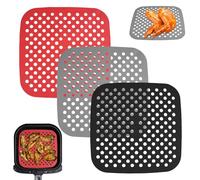 3 Pezzi Silicone Tappetini per Friggitrice ad Aria Quadrati, 21.5cm | Antiaderente, Riutilizzabili, Per Friggitrici ad Aria Piccola
