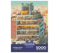 3 Pezzi Small Town Set Di Biancheria Da Letto Stampa 3d in Microfibra Con Chiusura A Strappo Cat-themed Multi-story Building Decorazione Per La Camera Da Letto Per Bambini,Ragazzi E Ragaz 70x50cm/1000