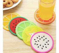 3 pezzi Sottobicchiere rotondo colore casuale, sottobicchiere in PVC antiscivolo a forma di frutta creativa per casa Tagli UnicaFrutta & verduraPolicloruri di vinile