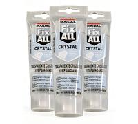 3 PEZZI SOUDAL Fix All Crystal - Sigillante e Colla Trasparente 100% Ibrida