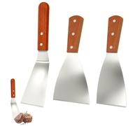 3 Pezzi Spatola,Dimensioni e Stili Diversi Spatola per Barbecue,Acciaio Inossidabile e Legno Spatole Cucina Acciaio con Maniglia in Legno,Stainless Steel Spatula per Cucine da Ristorante,Barbecue