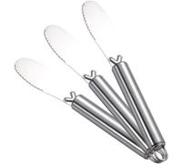 3 Pezzi Spatola in Acciaio Inox, Design Monopezzo Ergonomico | Argento, Facile da Riporre e Comoda da Usare, per Pane, Sandwich, Formaggio e Crema