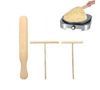 3 Pezzi Spatola Per Crepes,Stendi Crepes,Set Per Spatole e Spalmare Crêpe Professionale,Spalmatori Per Crepes in Legno e Stenditore,A Forma Di T Crepes,Spatola Per Pancake,Adatto Per Padella,Crepiera