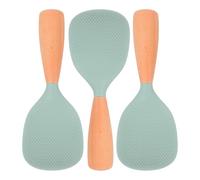 3 Pezzi Spatola per Riso in Silicone con Manico in Legno | Design Verticale, Impugnatura Ergonomica, per Pentole e Riso, Costruzione senza Giunzioni