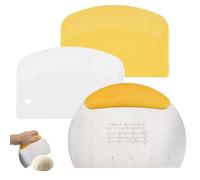 3 Pezzi Spatola Taglia Impasto,16.2×11.5cm Tarocco per Impasti in Acciaio Inossidabile,Tarocco per Impasti con Scala di Misurazione,Raschietto per Pasta,per Tagliare Impasti,Pane,Pizza e Dolci(Giallo)