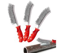 3 Pezzi Spazzola Acciaio con Manico in Plastica,Spazzola Metallica in Acciaio Inox E Ottone,per Ferro Legno Vernice Griglie Metalliche, Rimozione Ruggine/Corrosione/Vernice
