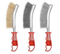 3 Pezzi Spazzola Acciaio Set in Acciaio Inox E Ottone E Nylon E Acciaio al Carbonio, Spazzola Metallica con Manico in Plastica, Spazzola di Ferro per Pulizia Vernice, Polvere, Legno, Togli Ruggine
