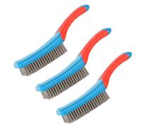 3 Pezzi Spazzola Acciaio Set in Acciaio Inox, Spazzola Metallica con Manico in Plastica, Spazzola di Ferro per Pulizia Vernice, Polvere, Legno, Togli Ruggine, per Uso Industriale Cucina