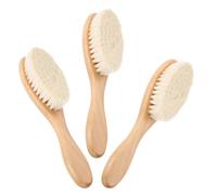3 Pezzi Spazzola per Chioma in Legno per Bebè con Setole Morbide | Impugnatura Ergonomica, Pratica e Comoda, Districa i Nodi, Colore Beige