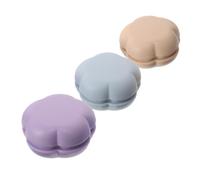 3 Pezzi Spazzola Pieghevole a Fiore con Specchio Rotondo da Viaggio | Abs e Vetro, Copertura Ribaltabile, Formato Leggero e Tascabile, Uso Casa o Valigia, Design Blu Viola Caffè