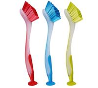 3 Pezzi Spazzole con Forte Ventosa Base Ergonomico Manico, 26×3,5cm Cucina Scrub Spazzole Con Forte, Abrasive Da Cucina Base A Ventosa pour Piatti, Pentole, Piastrelle Per Pareti, Piano Cottura