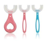 3 Pezzi Spazzolino Bambini,Spazzolino per Bambini, Spazzolino da denti a forma di U, Setole in Silicone in Silicone Morbido per Uso Alimentare, Pulizia dei Denti per l'igiene Orale a 360°